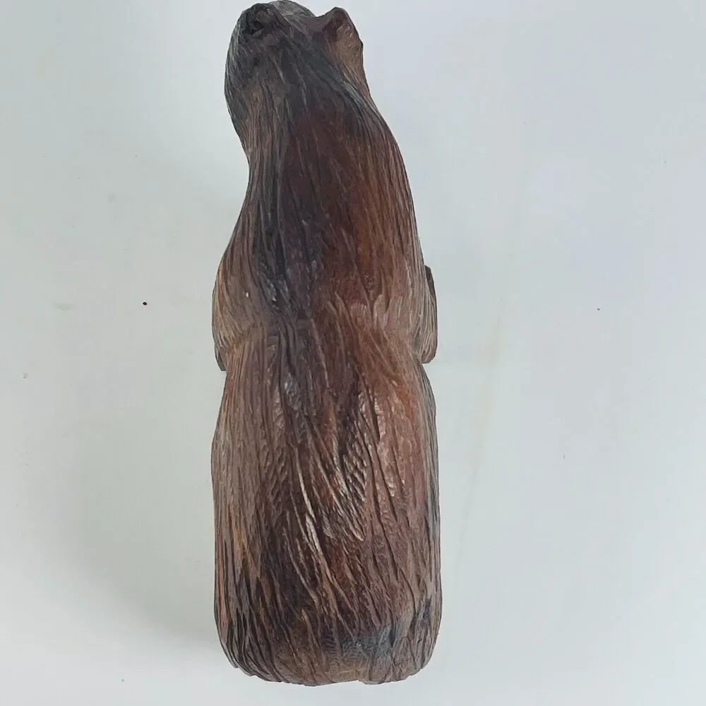 Vintage Hand Carved Ironwood Bear Figurine Rustic Folk Art Animal Sculpture 7